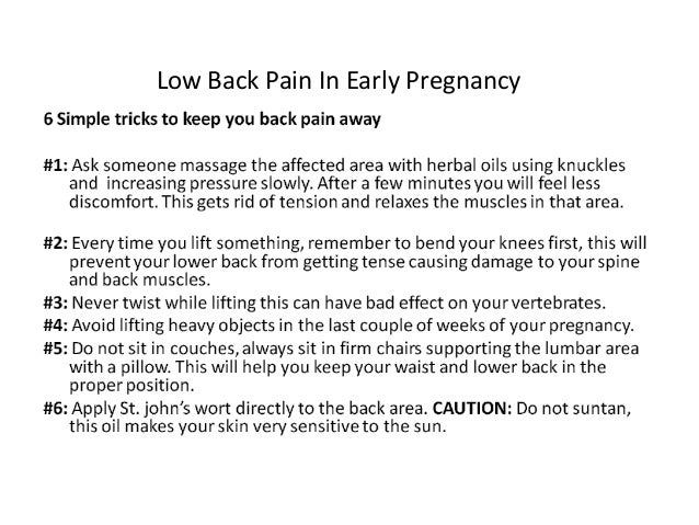 Low back pain in early pregnancy
