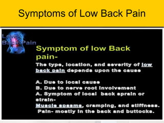 Symptoms of Low Back Pain
 