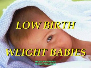 MR.SACHIN GADADE
M.SC(N) PEDIATRICS
LOW BIRTHLOW BIRTH
WEIGHT BABIESWEIGHT BABIES
 