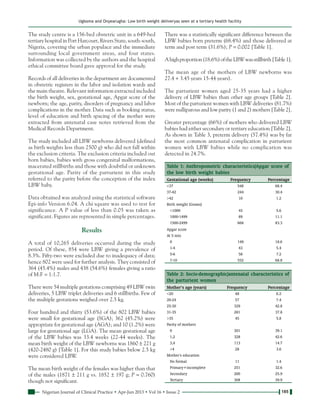 185Nigerian Journal of Clinical Practice • Apr-Jun 2013 • Vol 16 • Issue 2
Ugboma and Onyearugha: Low birth weight deliver...