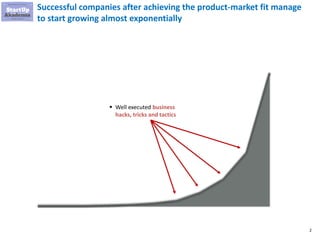 2
Successful companies after achieving the product-market fit manage
to start growing almost exponentially
 Well executed...