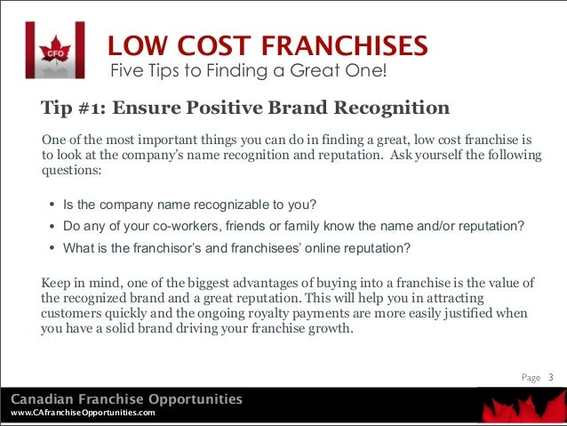 Low Cost Franchises - Five Tips to Finding a Great One!