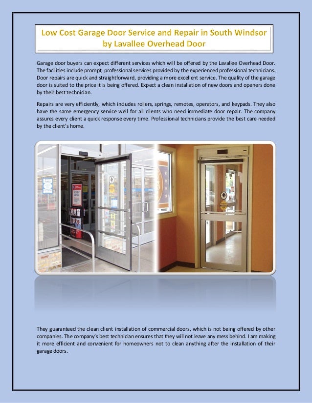 Low Cost Garage Door Service and Repair in South Windsor by Lavallee
