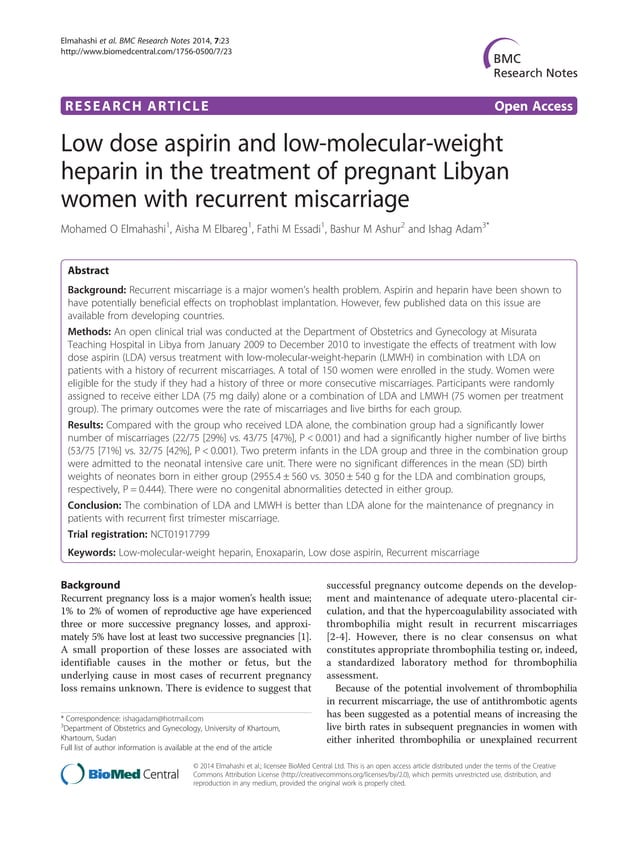 Low dose aspirin and low molecular weight heparin in recurrent
