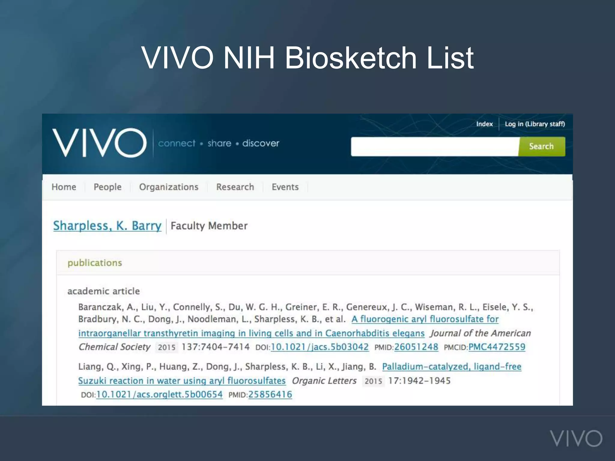 VIVO NIH Biosketch List
 