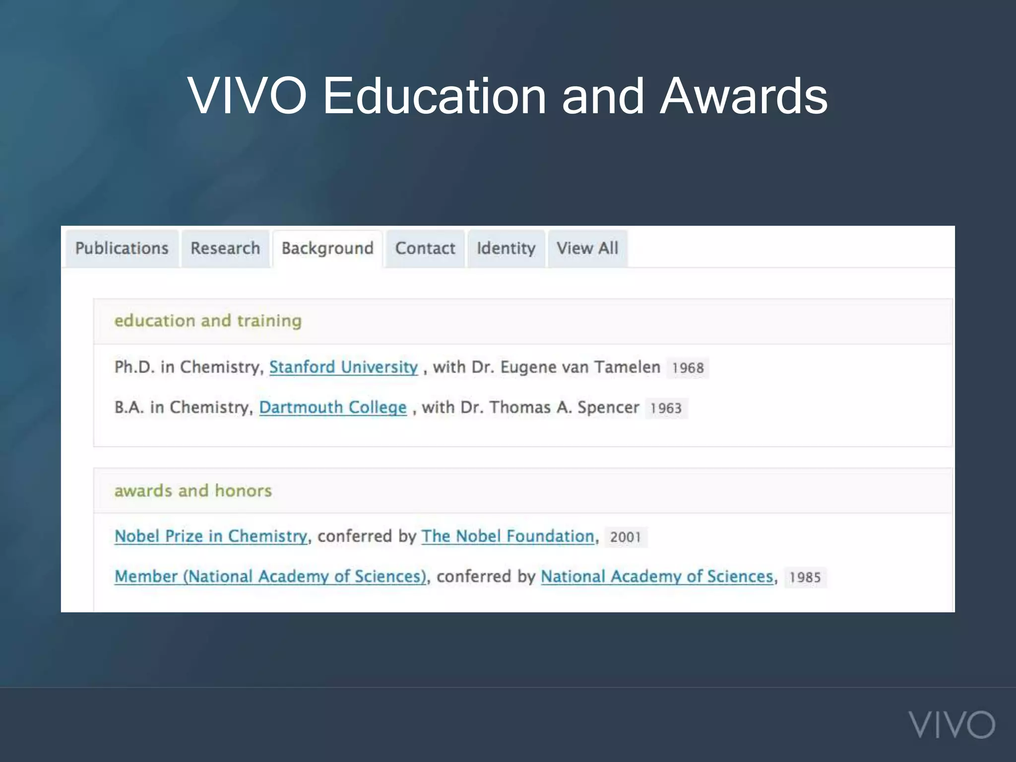 VIVO Education and Awards
 