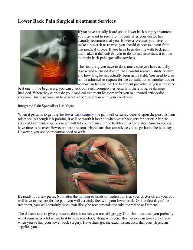Lower Back Pain Surgery Services