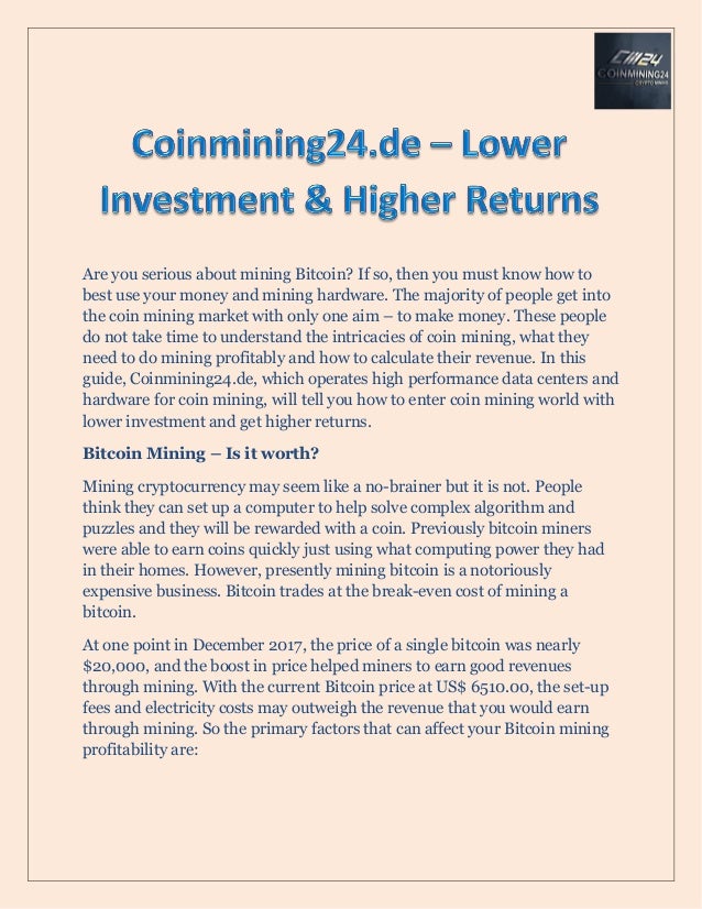Coinmining24 De Lower Investment Higher Returns Bitcoin Mining - 