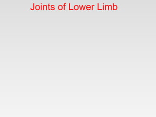 Joints of Lower Limb
 