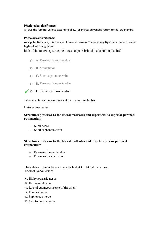 MRCS Preparation Emrcs Questions Lowerlimb
