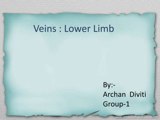 Veins : Lower Limb

By:Archan Diviti
Group-1

 