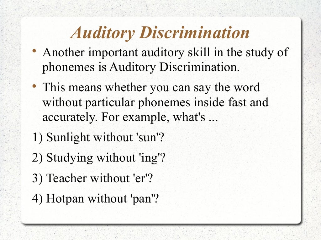 Upper Primary A Auditory Discrimination
