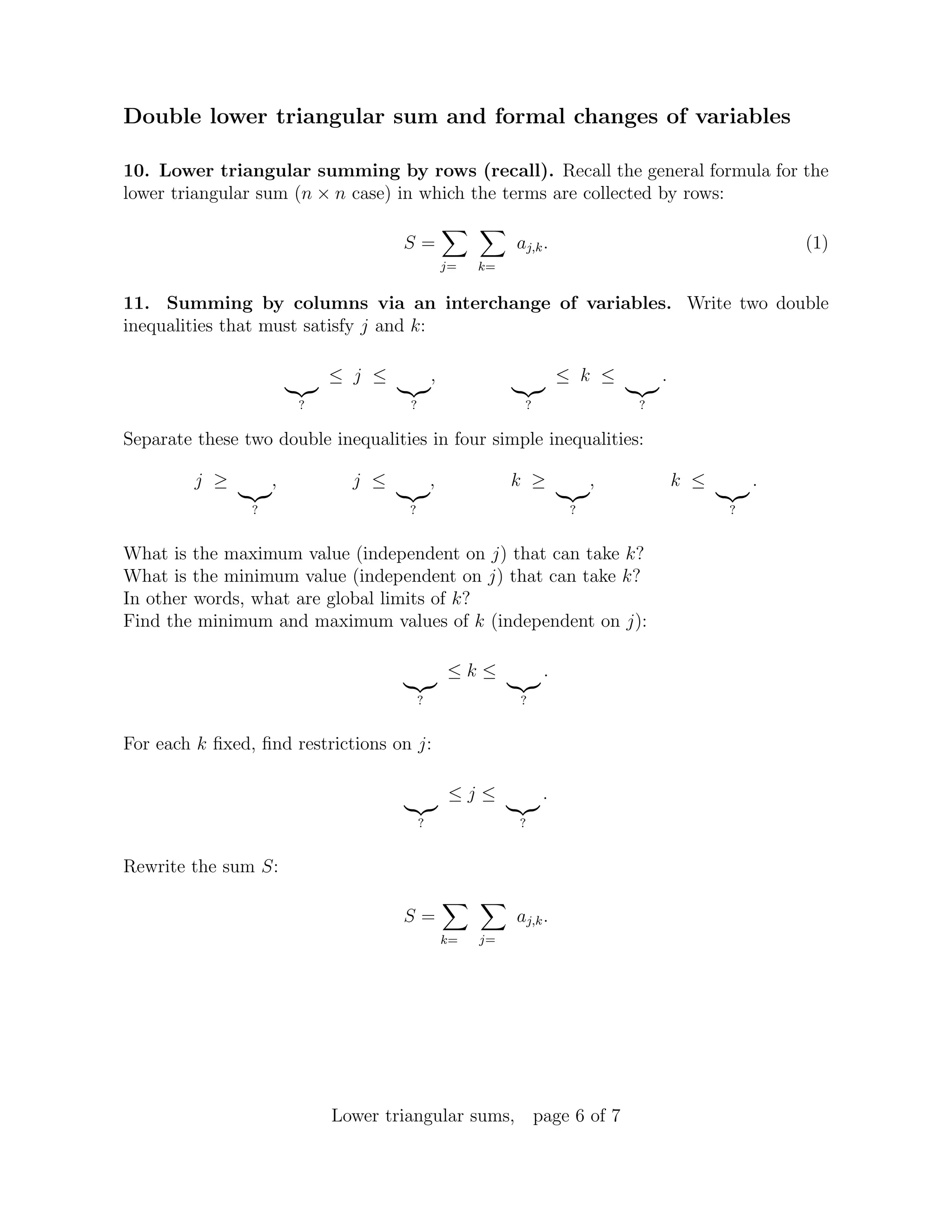Lower triangular sums 1 pdf