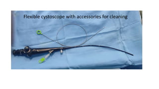 Flexible cystoscope with accessories for cleaning
 