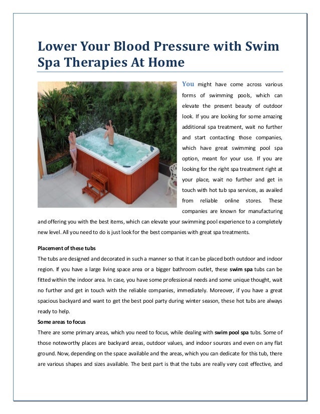 Lower your blood pressure with swim spa therapies at home