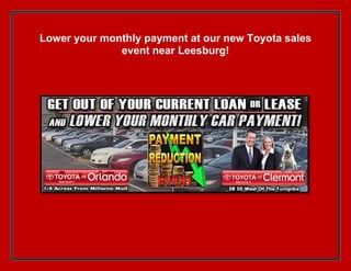 Lower your monthly payment at our new Toyota sales
event near Leesburg!

 