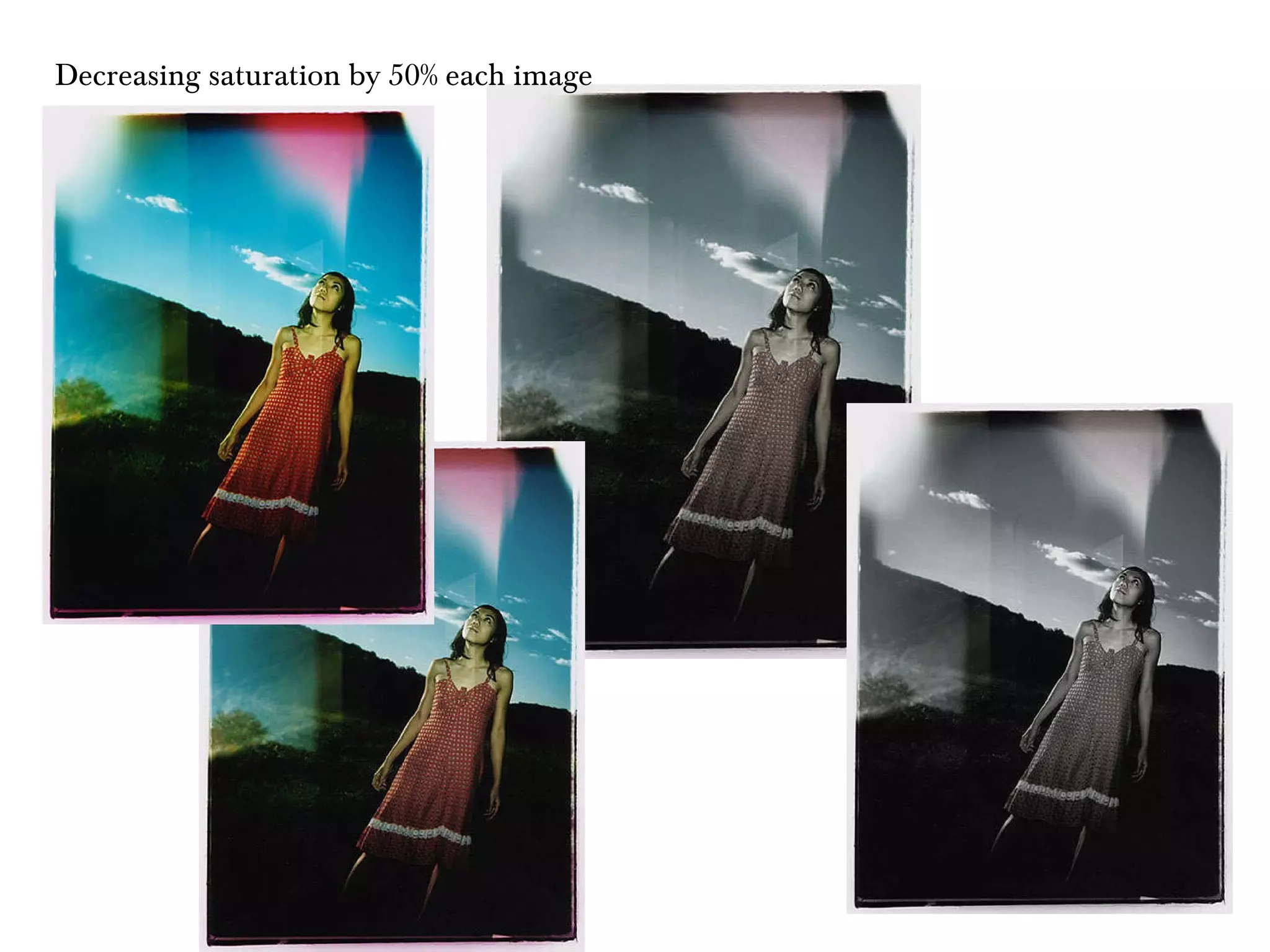 Decreasing saturation by 50% each image 