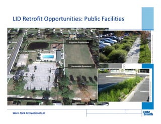 LID Retrofit Opportunities: Public Facilities
Wurn Park Recreational LID
Irrigation Supplement
Permeable Pavement
 