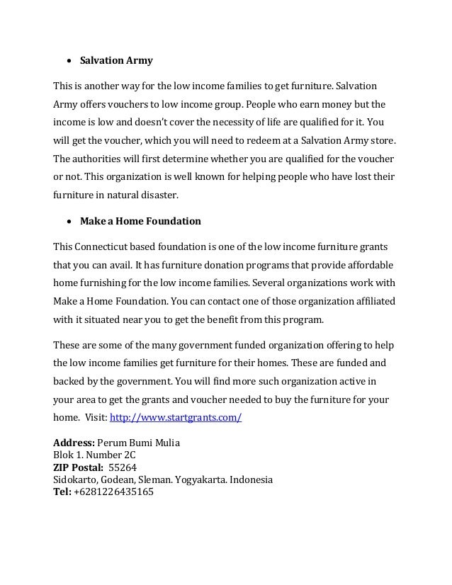 Low Income Furniture Grants Startgrants