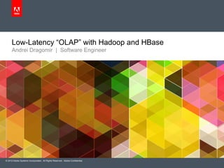 Low-Latency “OLAP” with Hadoop and HBase
      Andrei Dragomir | Software Engineer




© 2012 Adobe Systems Incorporated. All Rights Reserved. Adobe Confidential.
 
