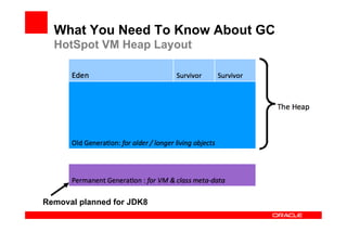 What You Need To Know About GC
  HotSpot VM Heap Layout




Removal planned for JDK8
 