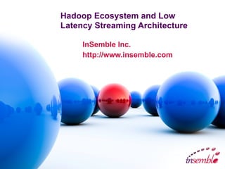 Hadoop Ecosystem and Low
Latency Streaming Architecture
InSemble Inc.
http://www.insemble.com
 