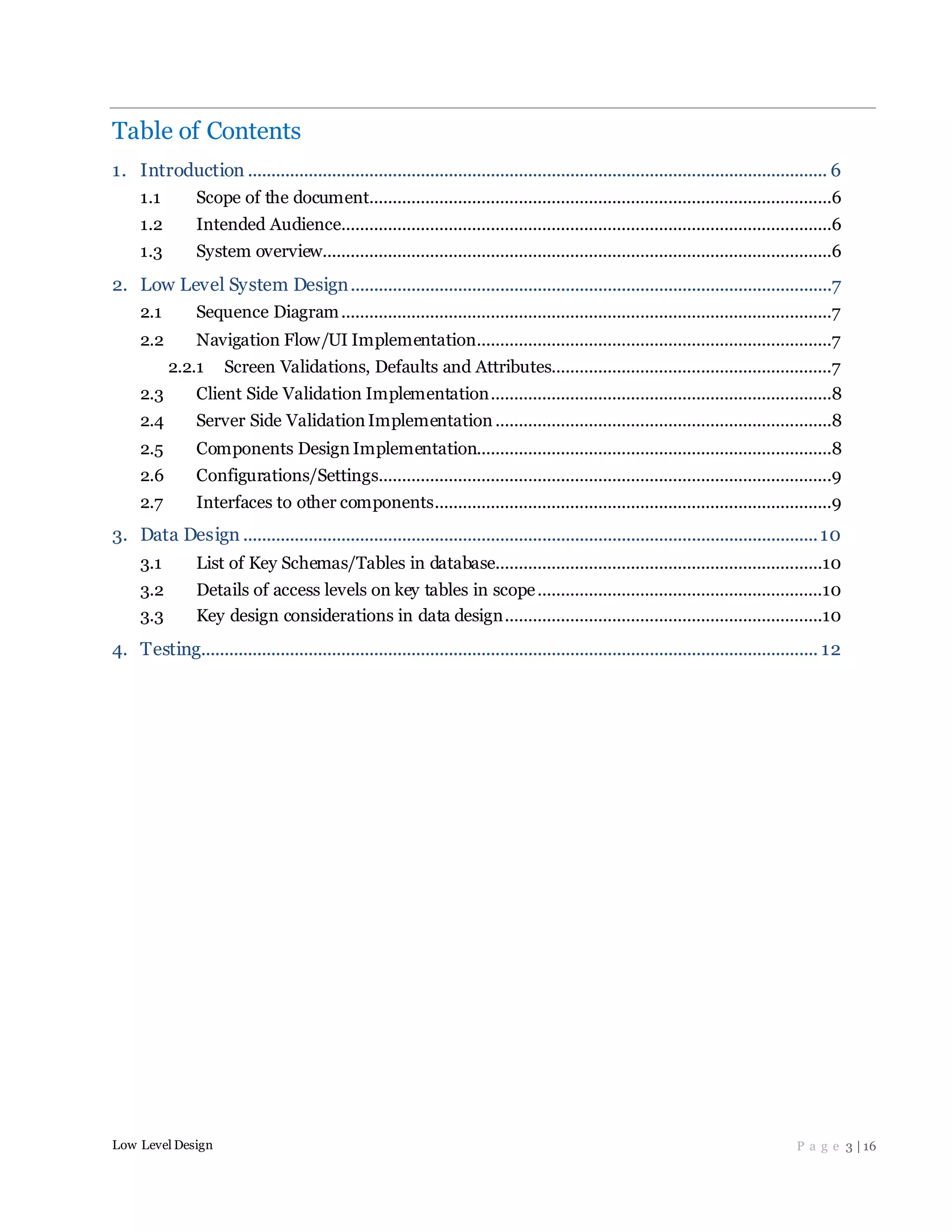 Low level design template (1) | PDF