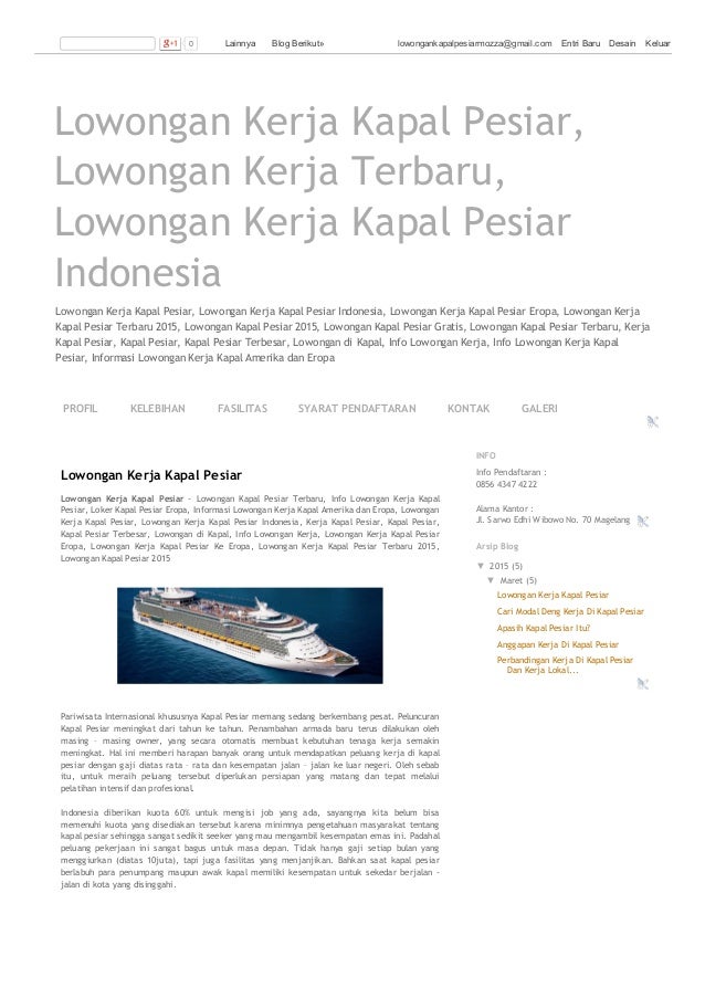0856 4347 4222 Lowongan Kerja Kapal Pesiar Lowongan Kerja Terbaru