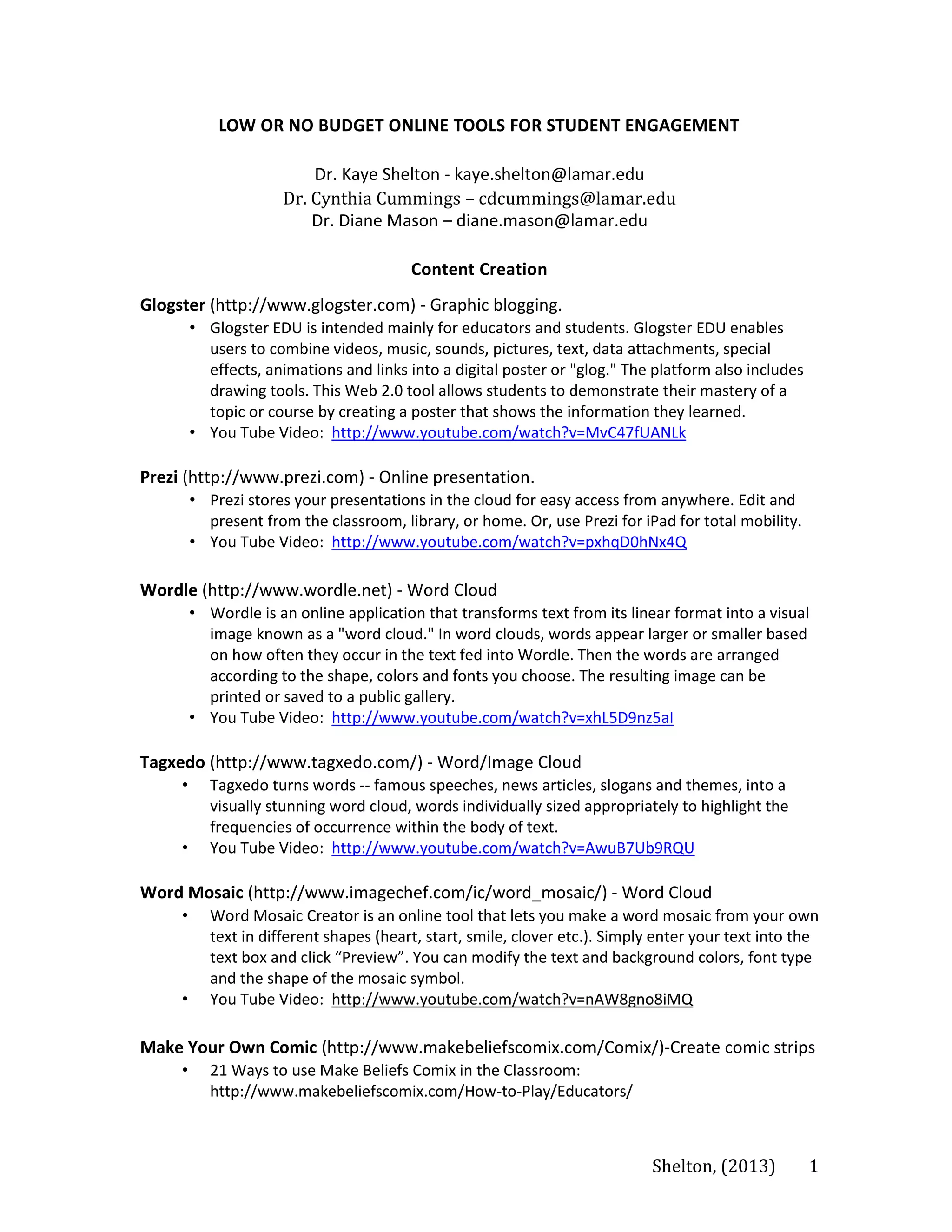 Low Budget Online Tools for Student Engagement PDF