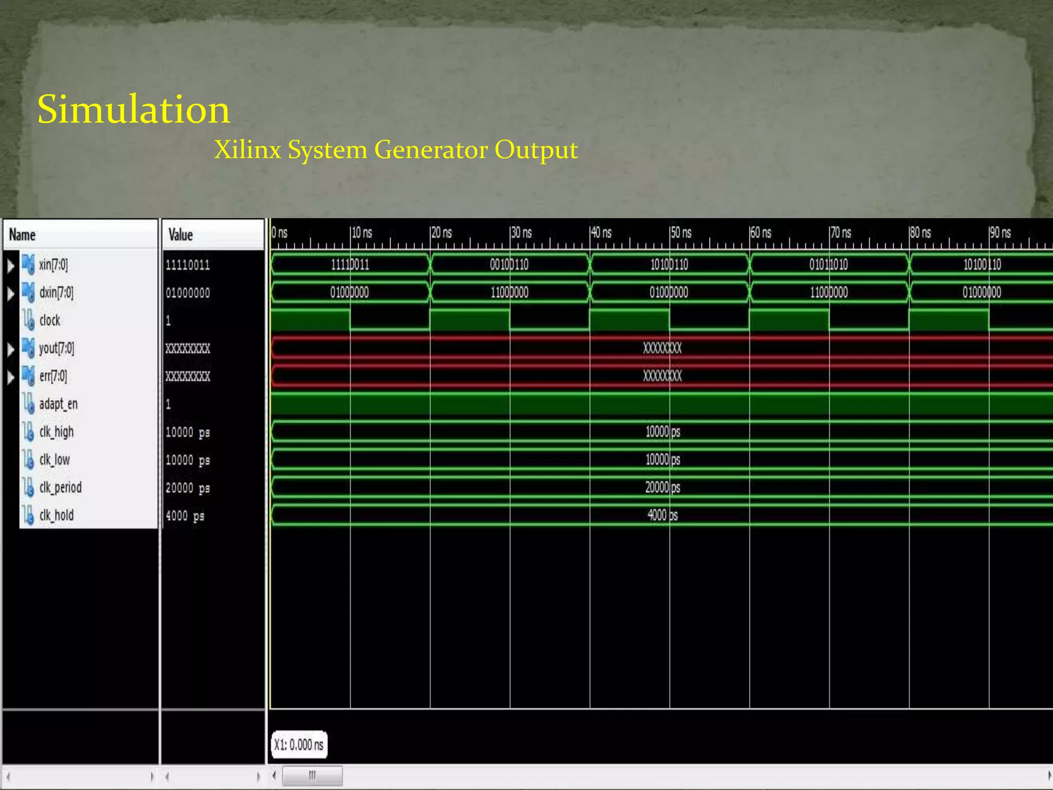 Simulation Xilinx System Generator Output 