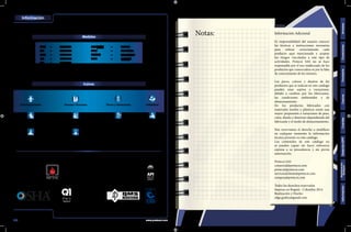 Posicionamiento
Tabla de Suspensión
Soldadura
Espacios Confinados Estructureros
Ascenso-Descenso
Anticaidas
Torres y Estructuras
DieléctricoAscenso por Escaleras
Notas: Información Adicional
Es responsabilidad del usuario conocer
las técnicas e instrucciones necesarias
para utilizar correctamente cada
producto aquí mencionado y aceptar
los riesgos vinculados a este tipo de
actividades. Pretecsi SAS no se hace
responsable por el uso inadecuado de los
productos que comercializa ni por la falta
de conocimiento de los mismos.
Los pesos, colores y diseños de los
productos que se indican en este catálogo
pueden estar sujetos a variaciones,
debido a cambios por los fabricantes,
las condiciones ambientales y de
almacenamiento.
En los productos fabricados con
materiales textiles y plásticos existe una
mayor propensión a variaciones de peso,
color, diseño y deterioro dependiendo del
fabricante y el modo de almacenamiento.
Nos reservamos el derecho a modificar
en cualquier momento la información
técnica presente en este catálogo.
Los contenidos de este catálogo no
se pueden copiar sin hacer referencia
expresa a su procedencia y sin previa
autorización.
Pretecsi SAS
comercial@pretecsi.com
pretecsi@pretecsi.com
servicioalcliente@pretecsi.com
compras@pretecsi.com
Todos los derechos reservados
Impreso en Bogotá - Colombia 2014
Realización y Diseño:
edge.grafico@gmail.com
Información
Íconos
Medidas
5/16	 =	 8 mm
3/8	 =	 10 mm
7/16	 =	 11 mm
1/2	 =	 12.5 mm
5/8	 =	 16 mm
1 Pulgada	 =	 25 mm
1 Pie		 =	 30.48 cms
1 Yarda		 =	 0,9144 mts
1 Kn		 =	 100 Kgf
InformaciónDotación-EPP
Señalización
BotiquínCuerdasCascosFerreteríaConectoresArneses
42
 