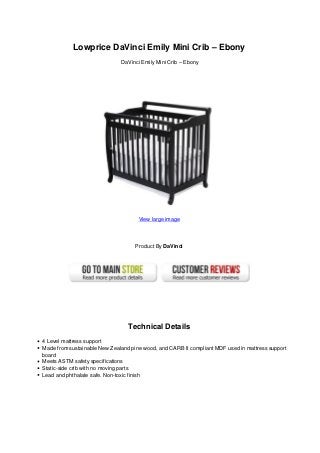 Lowprice Da Vinci Emily Mini Crib Ebony