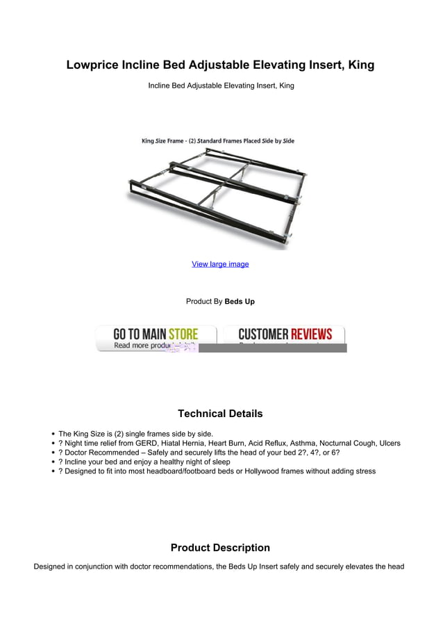 Lowprice incline bed adjustable elevating insert king PDF