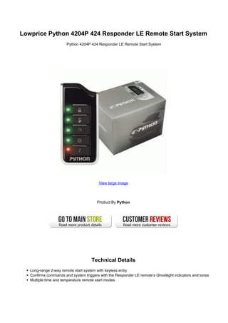 Lowprice python 4204 p 424 responder le remote start system | PDF