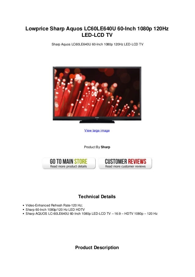 Lowprice sharp aquos lc60 le640u 60 inch 1080p 120hz ledlcd tv