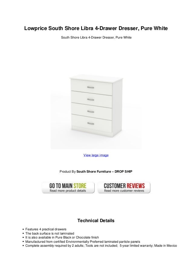 Lowprice South Shore Libra 4 Drawer Dresser Pure White