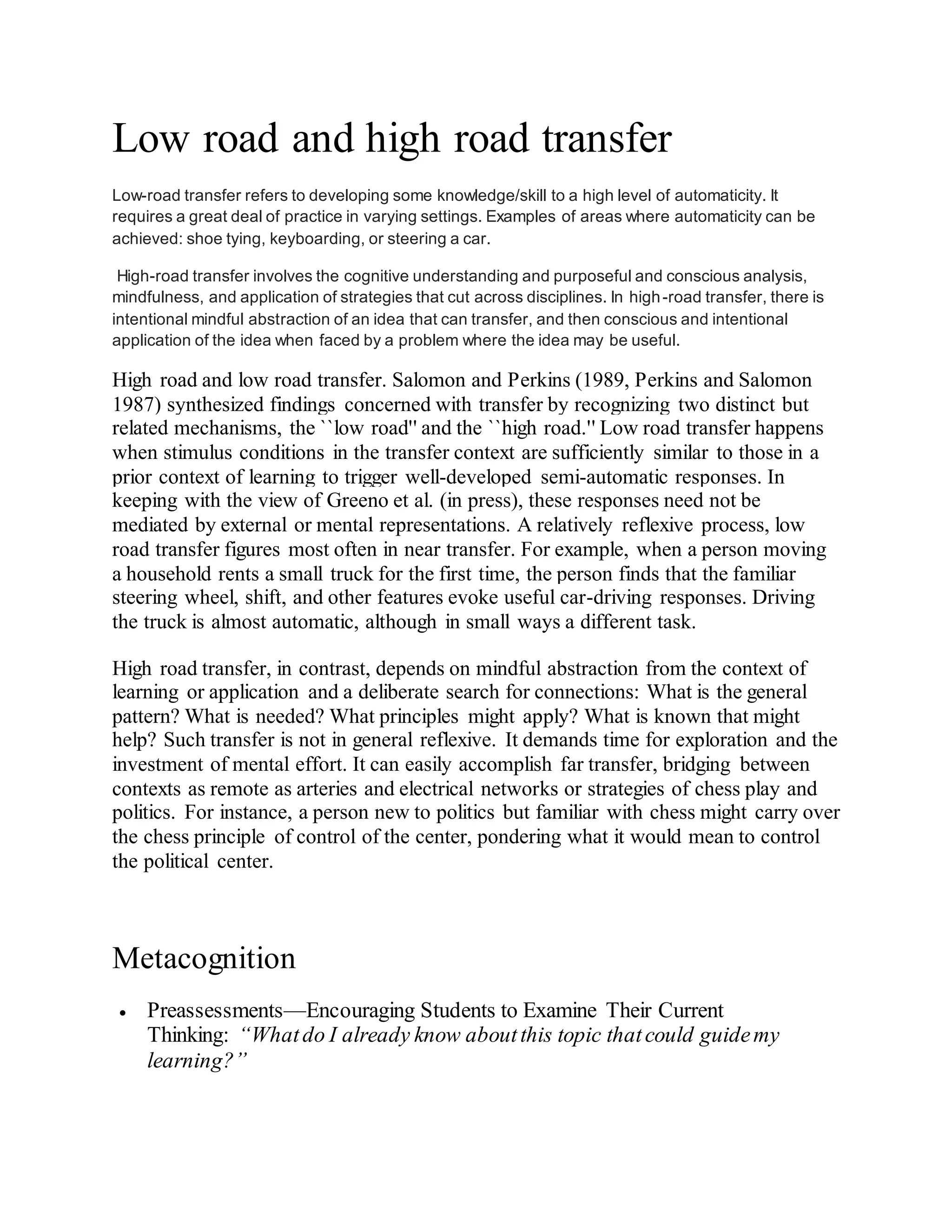 Low road and high road transfer PDF