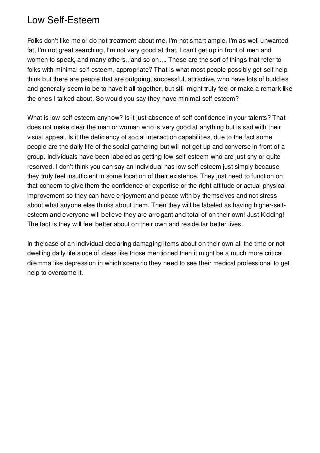 Low Self Esteem