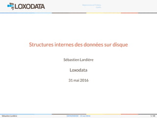 Répertoires et Fichiers
Outils
Structures internes des données sur disque
Sébastien Lardière
Loxodata
31 mai 2016
Sébastien Lardière DATAONDISK – 31 mai 2016 1 / 30
 