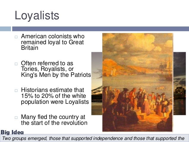 Loyalists vs patriots arguments