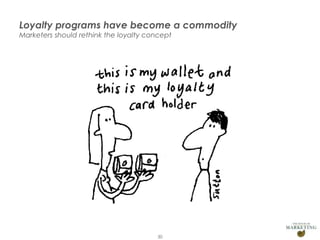 Loyalty programs have become a commodity
Marketers should rethink the loyalty concept

30

 