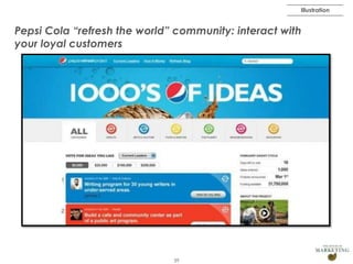 Illustration

Pepsi Cola “refresh the world” community: interact with
your loyal customers

39

 