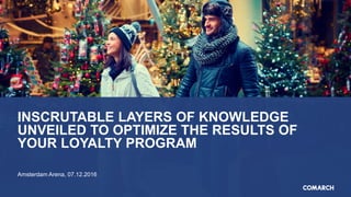 INSCRUTABLE LAYERS OF KNOWLEDGE
UNVEILED TO OPTIMIZE THE RESULTS OF
YOUR LOYALTY PROGRAM
Amsterdam Arena, 07.12.2016
 