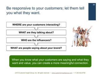 AgendaWhat is loyalty marketing?How is customer loyalty marketing evolving?Where are loyalty programs today?What are the key elements of success? 2010 Customer Insight Group, Inc. All rights reserved.  •  www.customerinsightgroup.com  •  +1 303.422.9758