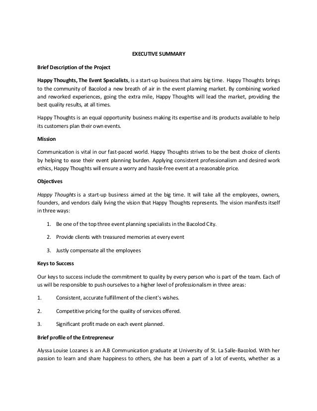 events planning business plan