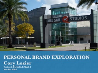 PERSONAL BRAND EXPLORATION
Cory Lozier
Project & Portfolio I: Week 1
Nov 28, 2022
 