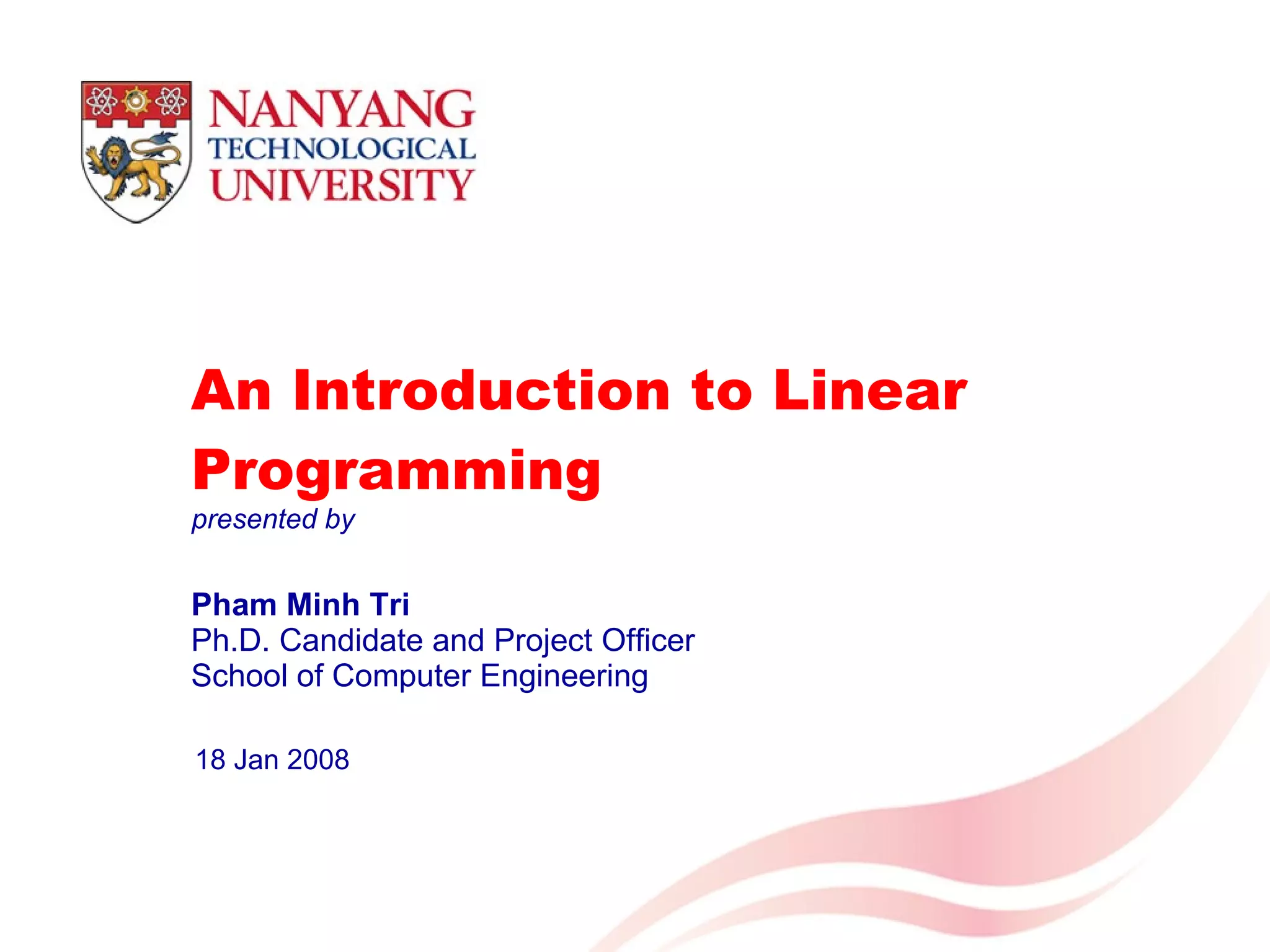 An Introduction to Linear Programming | PPT