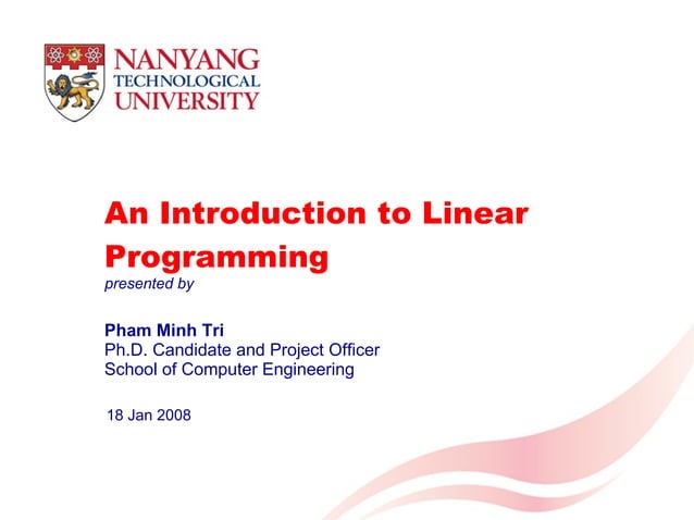 An Introduction to Linear Programming | PPT