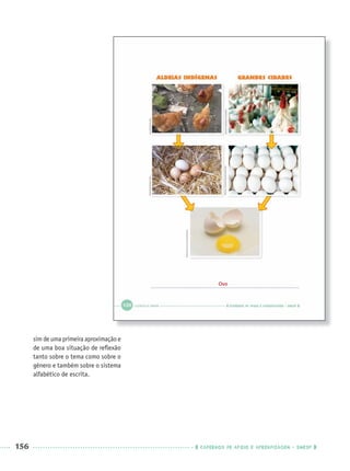 156 CADERNOS DE APOIO E APRENDIZAGEM · SMESP
sim de uma primeira aproximação e
de uma boa situação de reﬂexão
tanto sobre o tema como sobre o
gênero e também sobre o sistema
alfabético de escrita.
Ovo
Port1ºAnoParte2PROF.indd 156Port1ºAnoParte2PROF.indd 156 9/16/10 10:44 AM9/16/10 10:44 AM
 