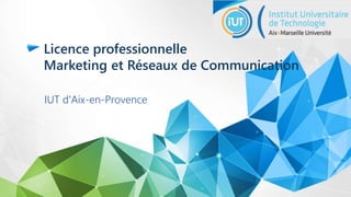 Licence professionnelle
Marketing et Réseaux de Communication
IUT d'Aix-en-Provence
 